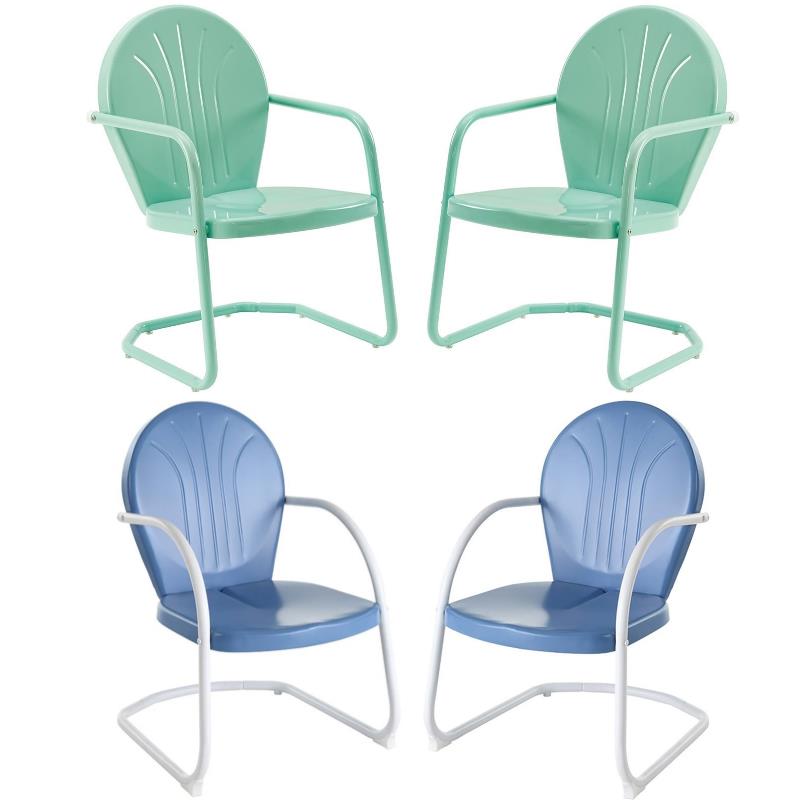 Home Square Griffith 4 Piece Metal Patio Chair Set in Aqua and Sky Blue