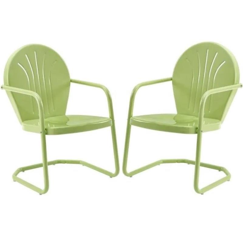 Home Square Griffith 2 Piece Modern Metal Patio Chair Set in Key Lime