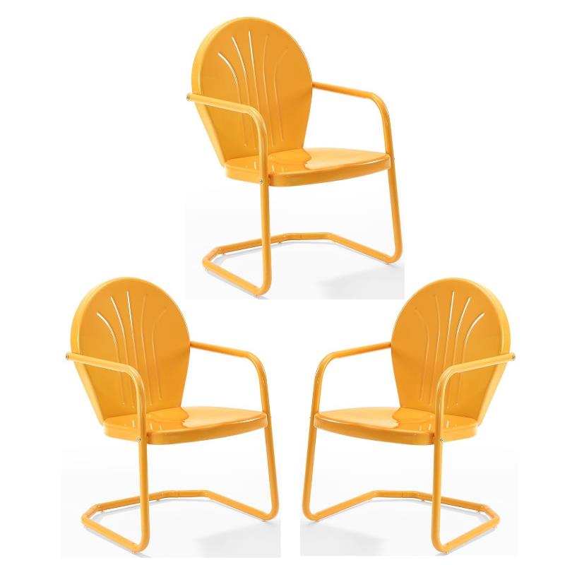 Home Square Griffith 3 Piece Modern Metal Patio Chair Set in Tangerine