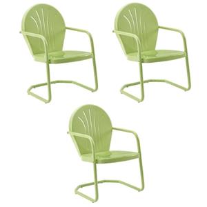 Home Square Griffith 3 Piece Modern Metal Patio Chair Set in Key Lime