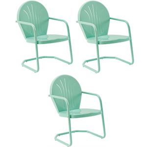 Home Square Griffith 3 Piece Modern Metal Patio Chair Set in Aqua