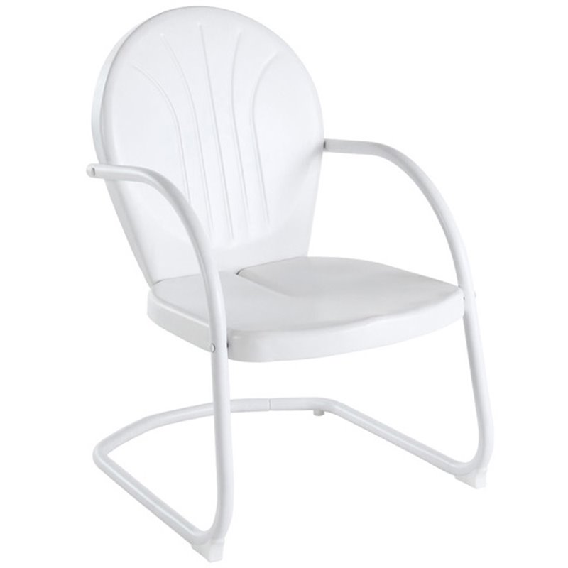 Home Square Griffith 3 Piece Modern Metal Patio Chair Set in White