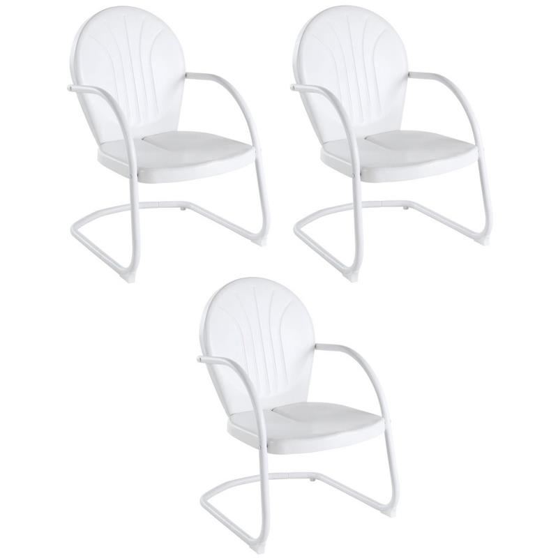 Home Square Griffith 3 Piece Modern Metal Patio Chair Set in White