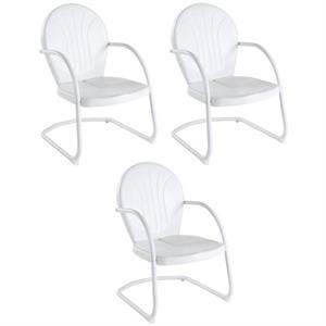 Home Square Griffith 3 Piece Modern Metal Patio Chair Set in White