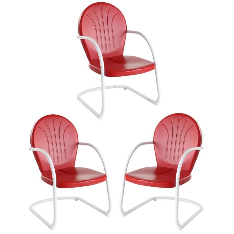 sådan hvis forhåndsvisning Home Square Griffith 3 Piece Modern Metal Patio Chair Set in Red