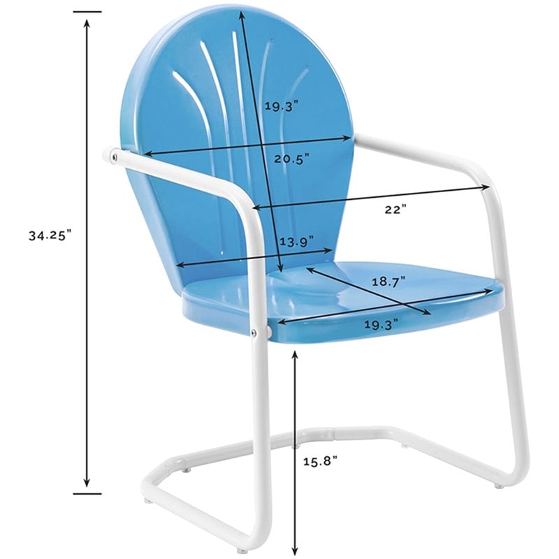 Home Square Griffith 3 Piece Metal Patio Chair Set in Sky Blue