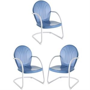 Home Square Griffith 3 Piece Metal Patio Chair Set in Sky Blue