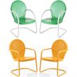 Home Square 4 Piece Metal Patio Chair Set in Tangerine and Grasshopper Green