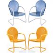 Home Square Griffith 4 Piece Metal Patio Chair Set in Tangerine and Sky Blue
