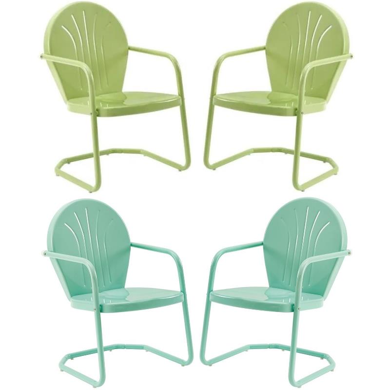 Home Square Griffith 4 Piece Metal Patio Chair Set in Key Lime and Aqua