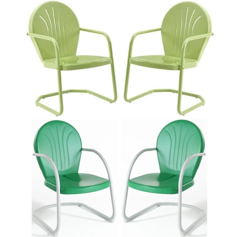 Home Square 4 Piece Metal Patio Chair Set in Key Lime and Grasshopper Green