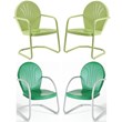 Home Square 4 Piece Metal Patio Chair Set in Key Lime and Grasshopper Green
