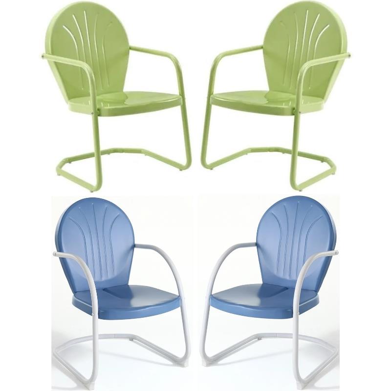 Home Square Griffith 4 Piece Metal Patio Chair Set in Key Lime and Sky Blue