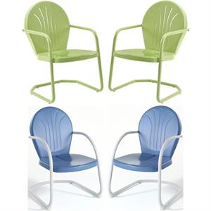 Home Square Griffith 4 Piece Metal Patio Chair Set in Key Lime and Sky Blue