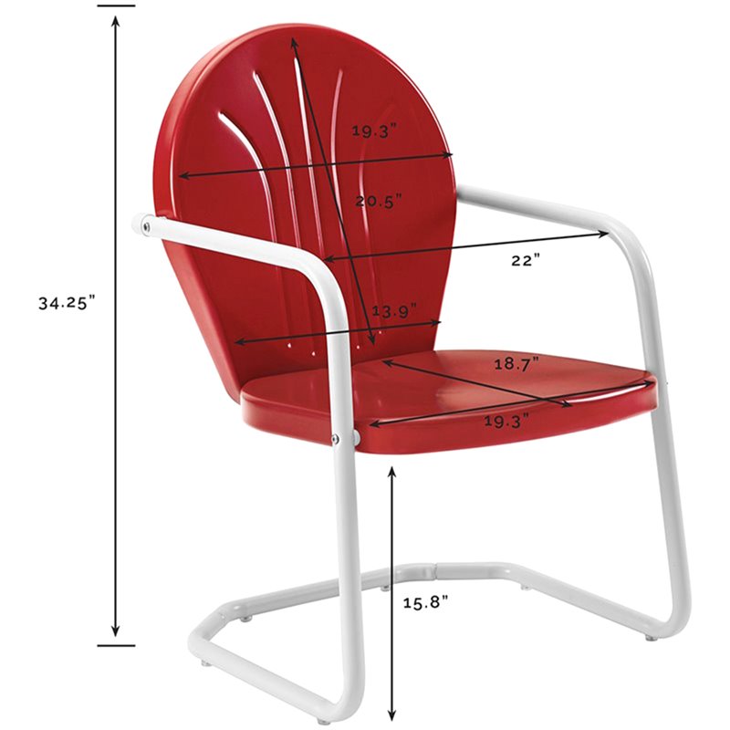 Home Square Griffith 4 Piece Metal Patio Chair Set in White and Red