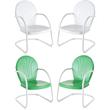 Home Square Griffith 4 Piece Metal Patio Chair Set in White & Grasshopper Green