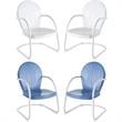 Home Square Griffith 4 Piece Metal Patio Chair Set in White & Sky Blue
