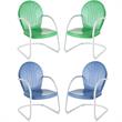 Home Square 4 Piece Metal Patio Chair Set in Grasshopper Green and Sky Blue