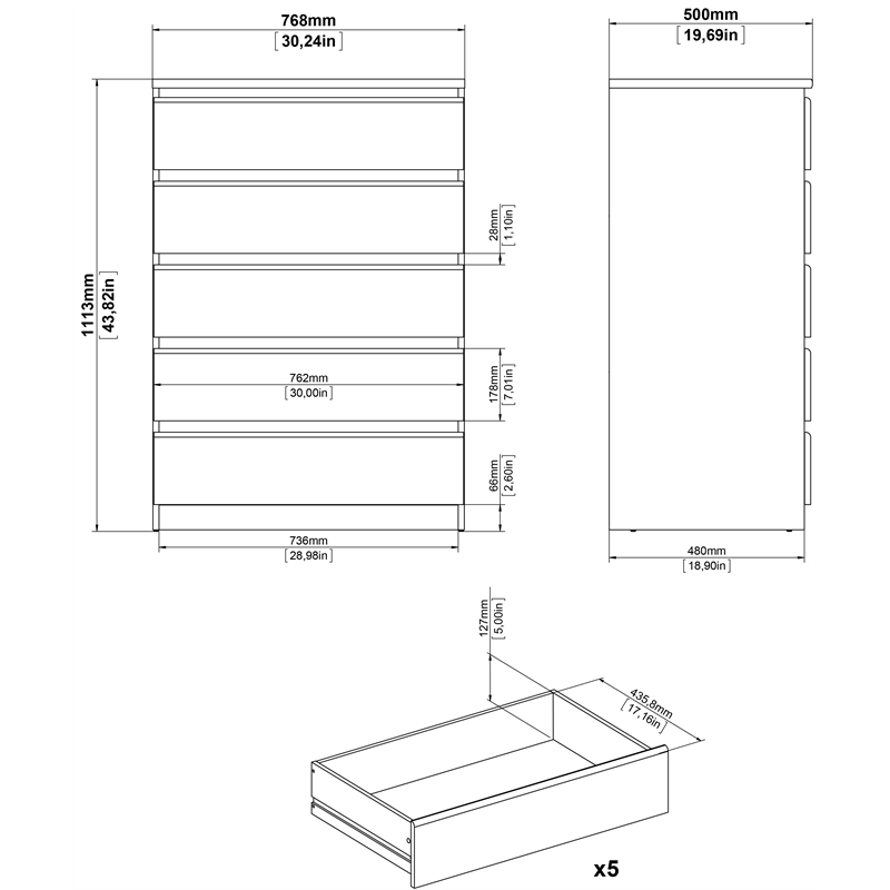 Home Square 2 Piece Furniture Set with Dresser and Chest in Black Woodgrain