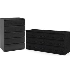 home square 2 piece furniture set with dresser and chest in black woodgrain
