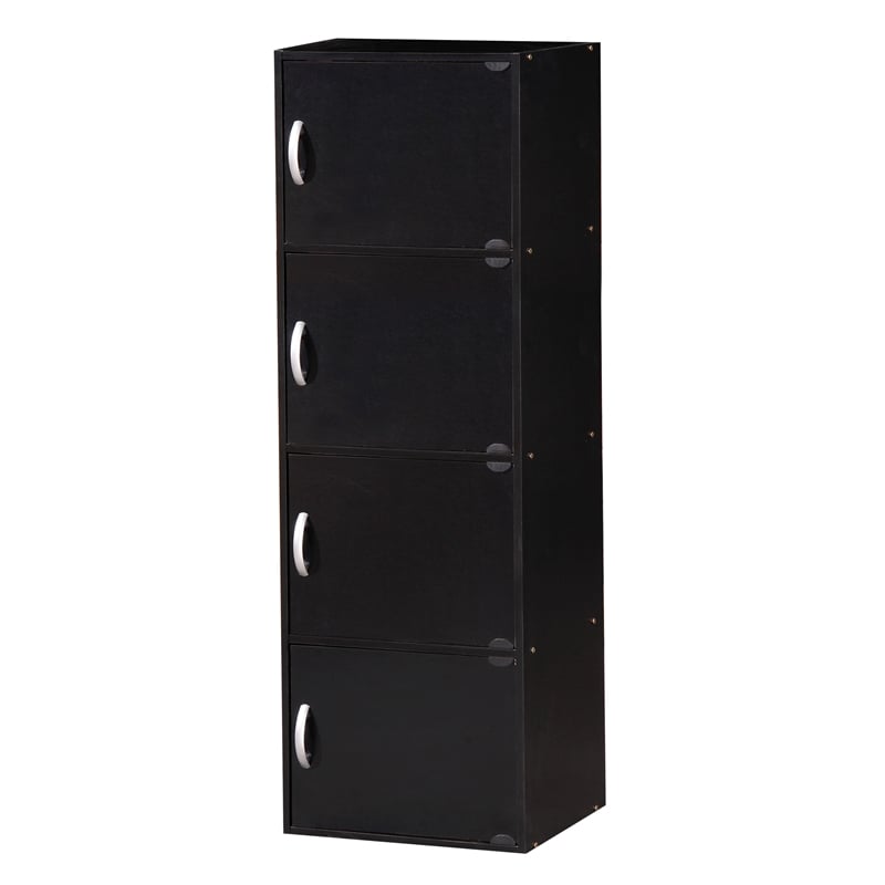 Home Square 3-Piece Set with 2 5-Shelf Bookcases and 4 Shelf Bookcase in Black