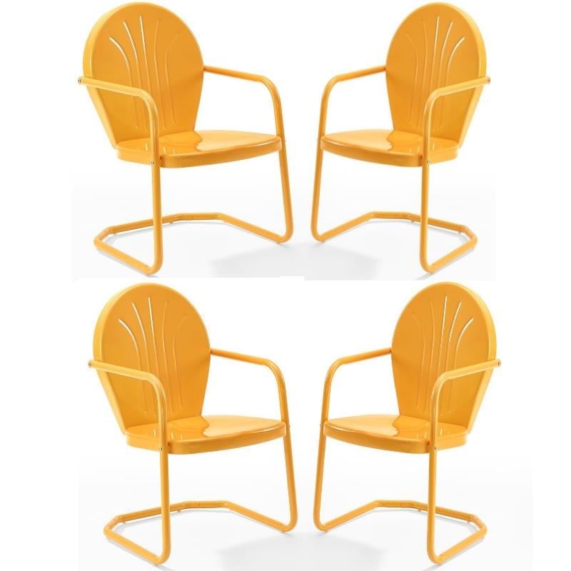 Home Square Griffith 4 Piece Metal Patio Chair Set in Tangerine