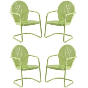 Home Square Griffith 4 Piece Metal Patio Chair Set in Key Lime