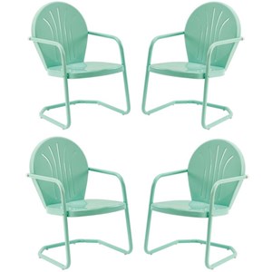 Home Square Griffith 4 Piece Metal Modern Patio Chair Set in Aqua