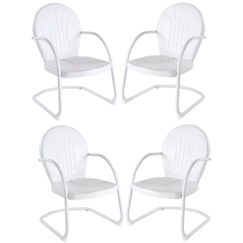 Home Square Griffith 4 Piece Metal Modern Patio Chair Set in White