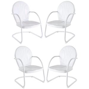 Home Square Griffith 4 Piece Metal Modern Patio Chair Set in White
