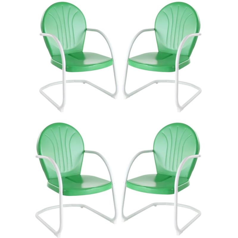 Home Square Griffith 4 Piece Metal Patio Chair Set in Grasshopper Green