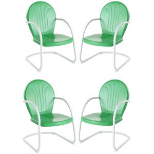 Home Square Griffith 4 Piece Metal Patio Chair Set in Grasshopper Green