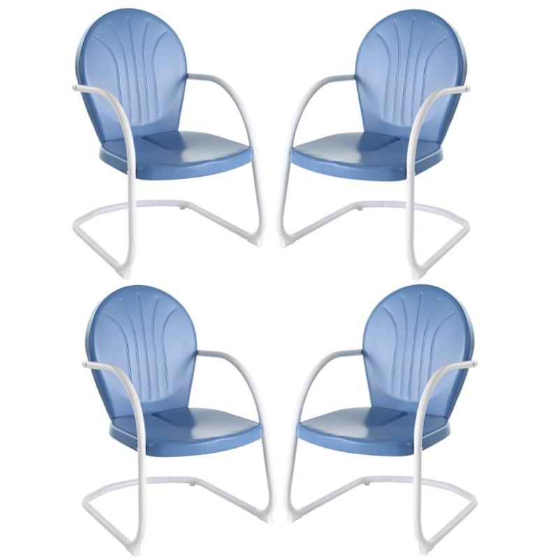 Home Square Griffith 4 Piece Metal Patio Chair Set in Sky Blue