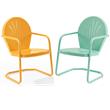 Home Square Griffith 2 Piece Metal Patio Chair Set in Tangerine and Aqua