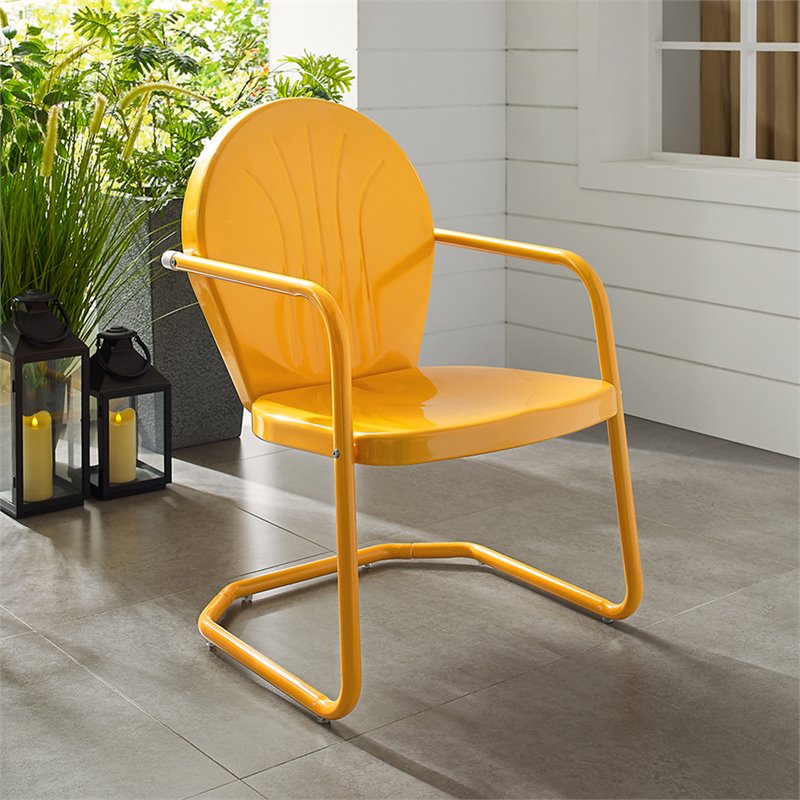 Home Square Griffith 2 Piece Metal Patio Chair Set in Tangerine and White