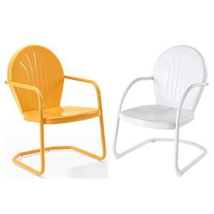 Home Square Griffith 2 Piece Metal Patio Chair Set in Tangerine and White