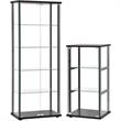 Home Square 2 Piece Glass Curio Cabinet Set with 3 Shelf and 5 Shelf in Black
