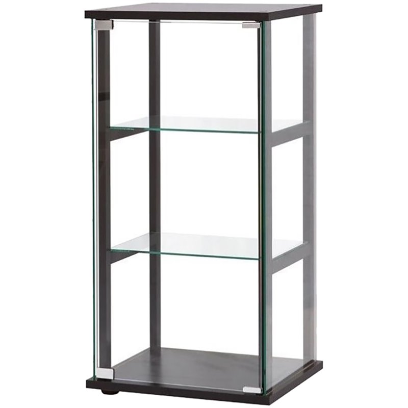 Home Square 3 Piece Glass Curio Cabinet Set - 3 Shelf 4 Shelf and 5 Shelf Black