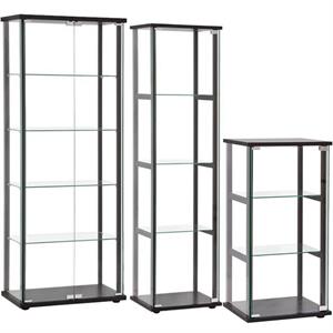 home square 3 piece glass curio cabinet set with 3 shelf 4 shelf and 5 shelf