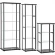 Home Square 3 Piece Glass Curio Cabinet Set - 3 Shelf 4 Shelf and 5 Shelf Black