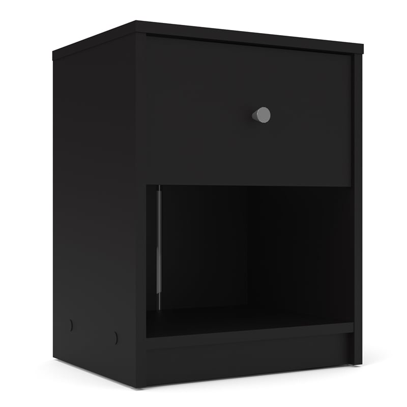 Home Square 2 Piece Set with 3 Drawer Chest and 1 Drawer Nightstand in Black