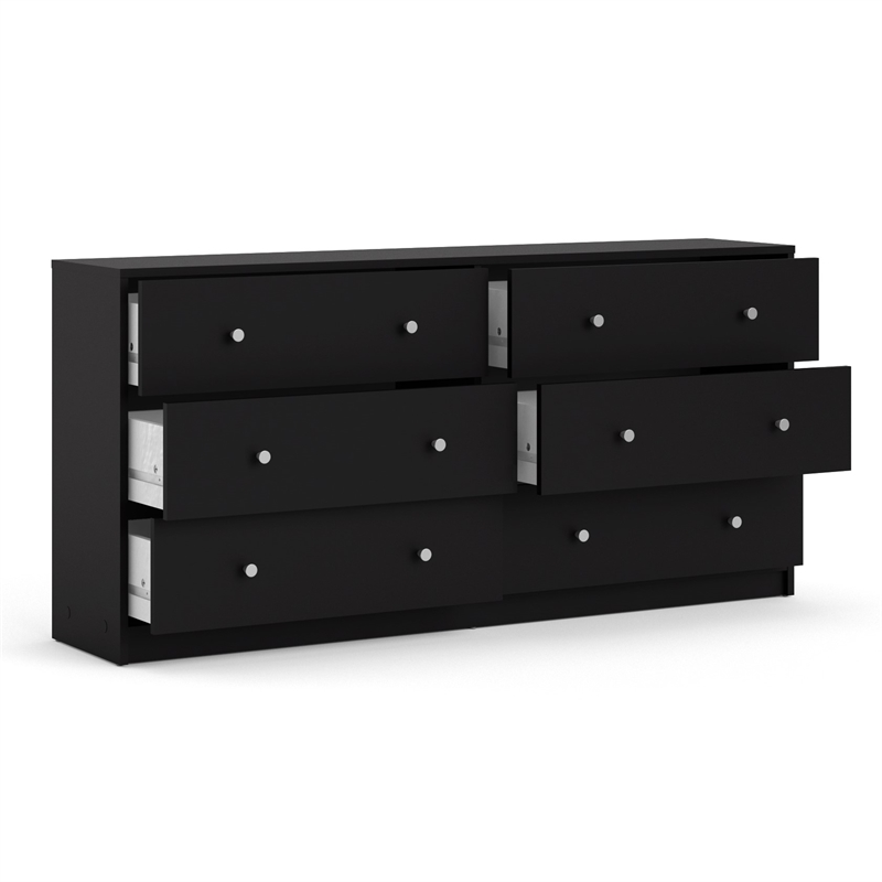 Home Square Engineered Wood 4pc Set of Chest Dresser and 2 Nightstands in Black