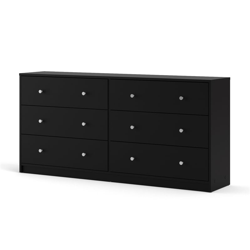 Home Square 2 Piece Set with 3 Drawer Chest and 6 Drawer Double Dresser in Black