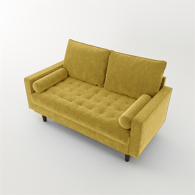 Home Square 2 Piece Velvet Living Room Loveseat Set in Goldenrod