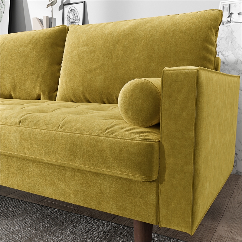 Home Square 2 Piece Velvet Living Room Loveseat Set in Goldenrod