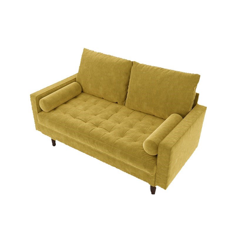 Home Square 2 Piece Velvet Living Room Loveseat Set in Goldenrod