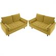 Home Square 2 Piece Velvet Living Room Loveseat Set in Goldenrod
