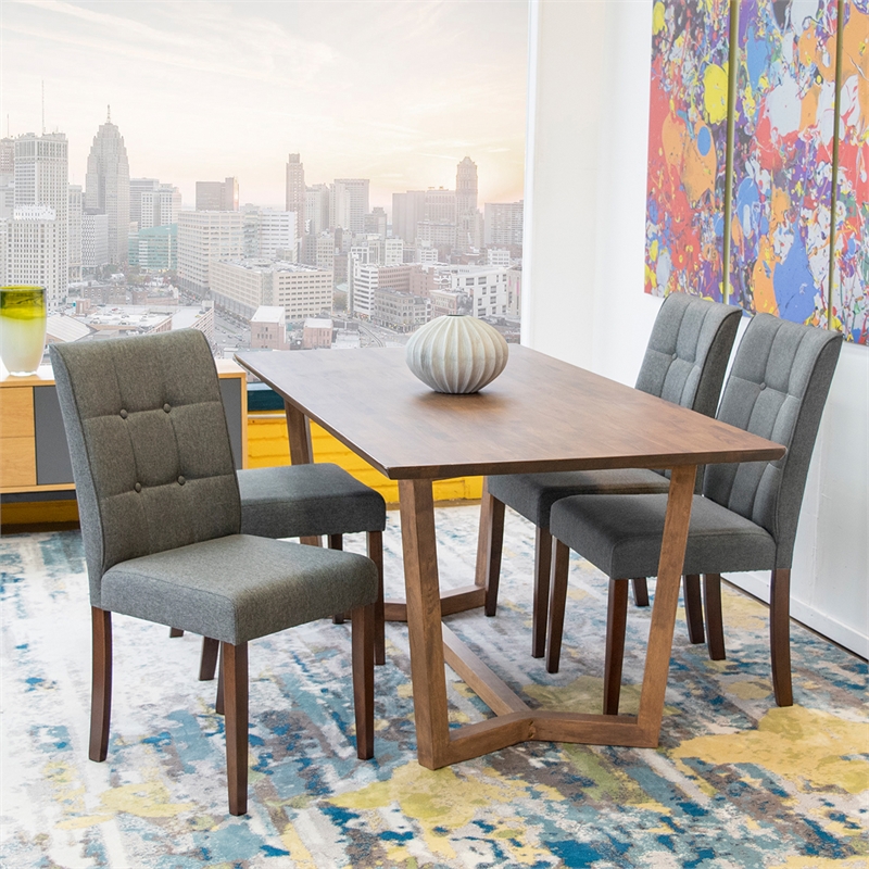 Home Square 3 Piece Set with Mid-Century Modern Dining Table and 2 Dining Chairs