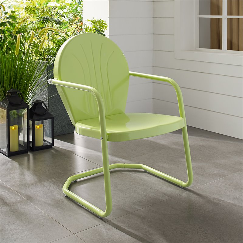 Home Square Griffith 2 Piece Metal Patio Chair Set in Key Lime and Aqua