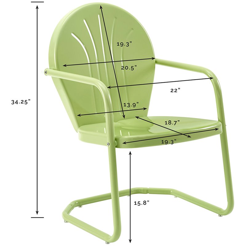 Home Square Griffith 2 Piece Metal Patio Chair Set in Key Lime and White